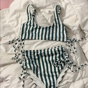 Green striped bikini